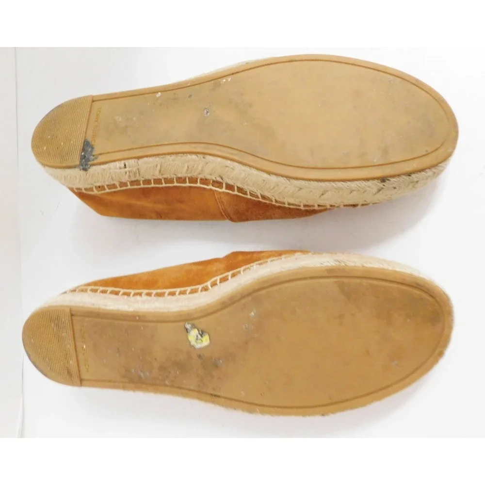 Tory Burch Benton Brown Espadrille Suede Flat Shoes $230rt sz 10 M